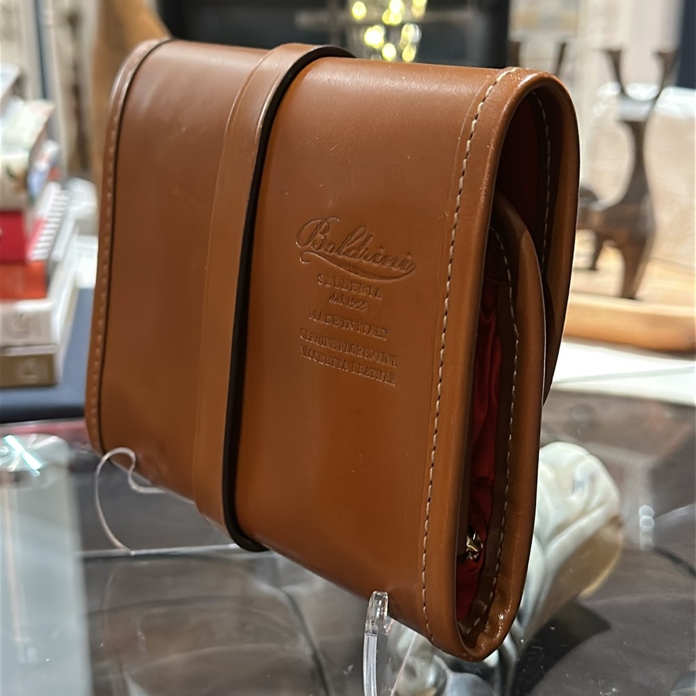 *HOLD* BOLDRINI SELLERIA Genuine Florentine Vacchetta Leather Cosmetics Bag - Picture 7 of 16